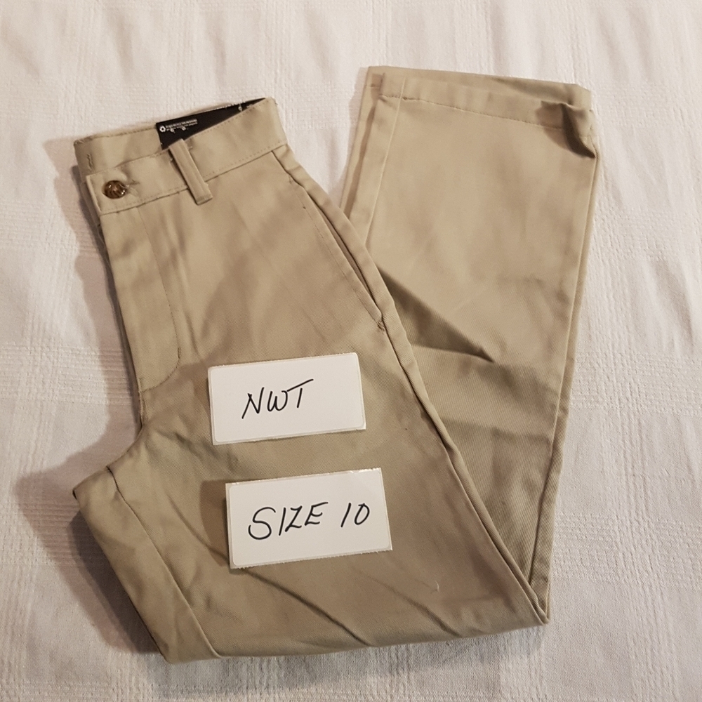 George boys size 10 slim Delgado. tan twill pants, adjustable waist, New